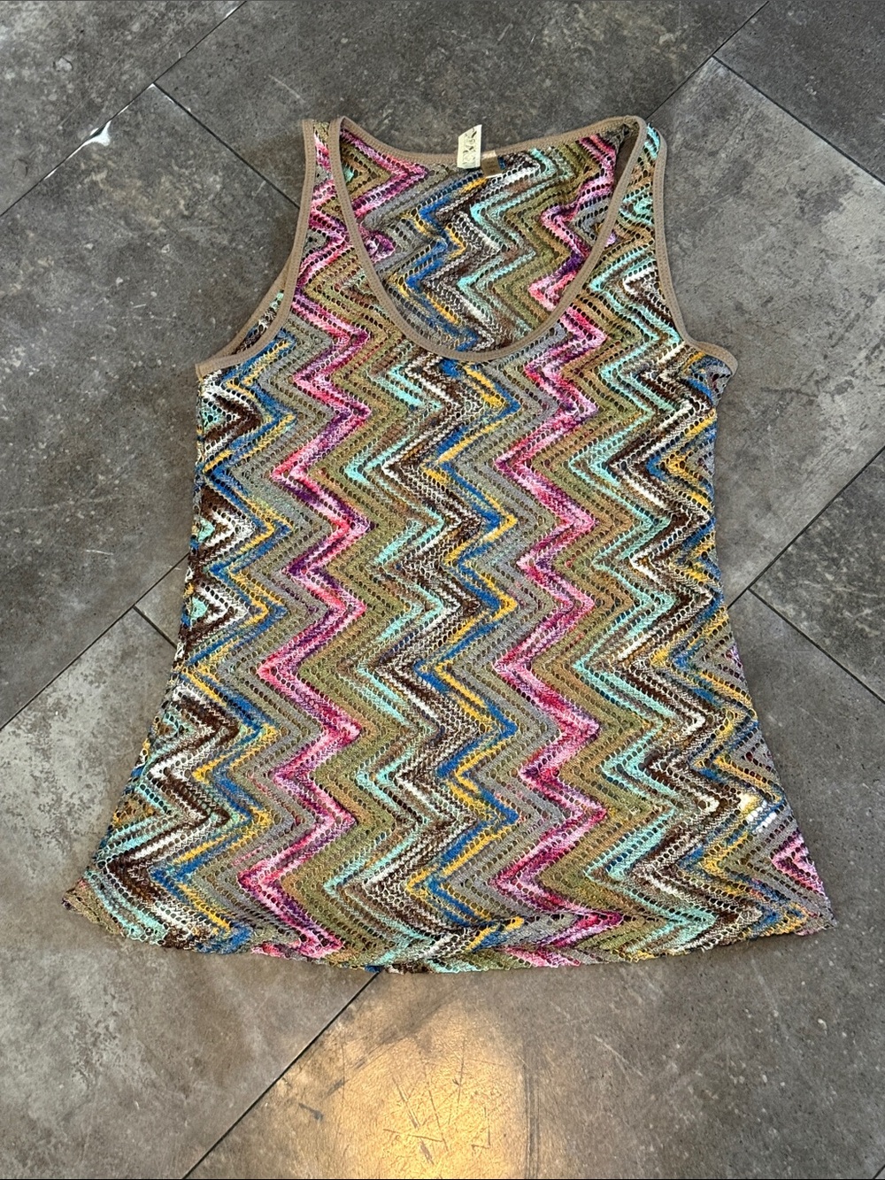 Women’s Multicolor Zigzag Knit Tank Top
